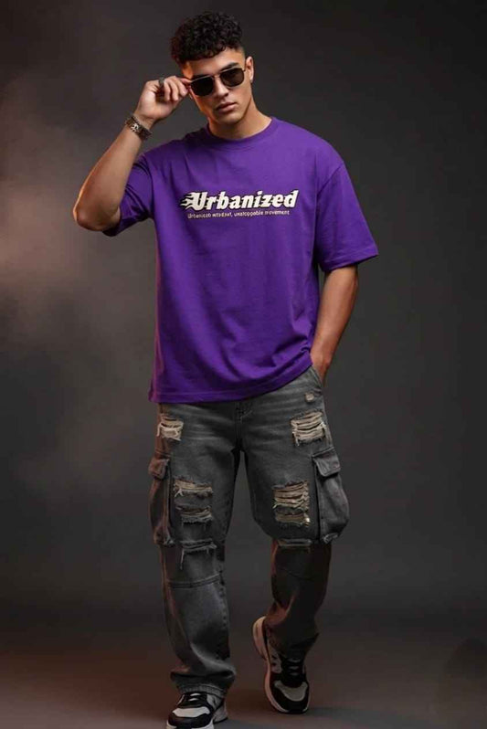 Urbanized Shadow Forged Oversized T-Shirt in Purple - Rawvein - Rawvein
