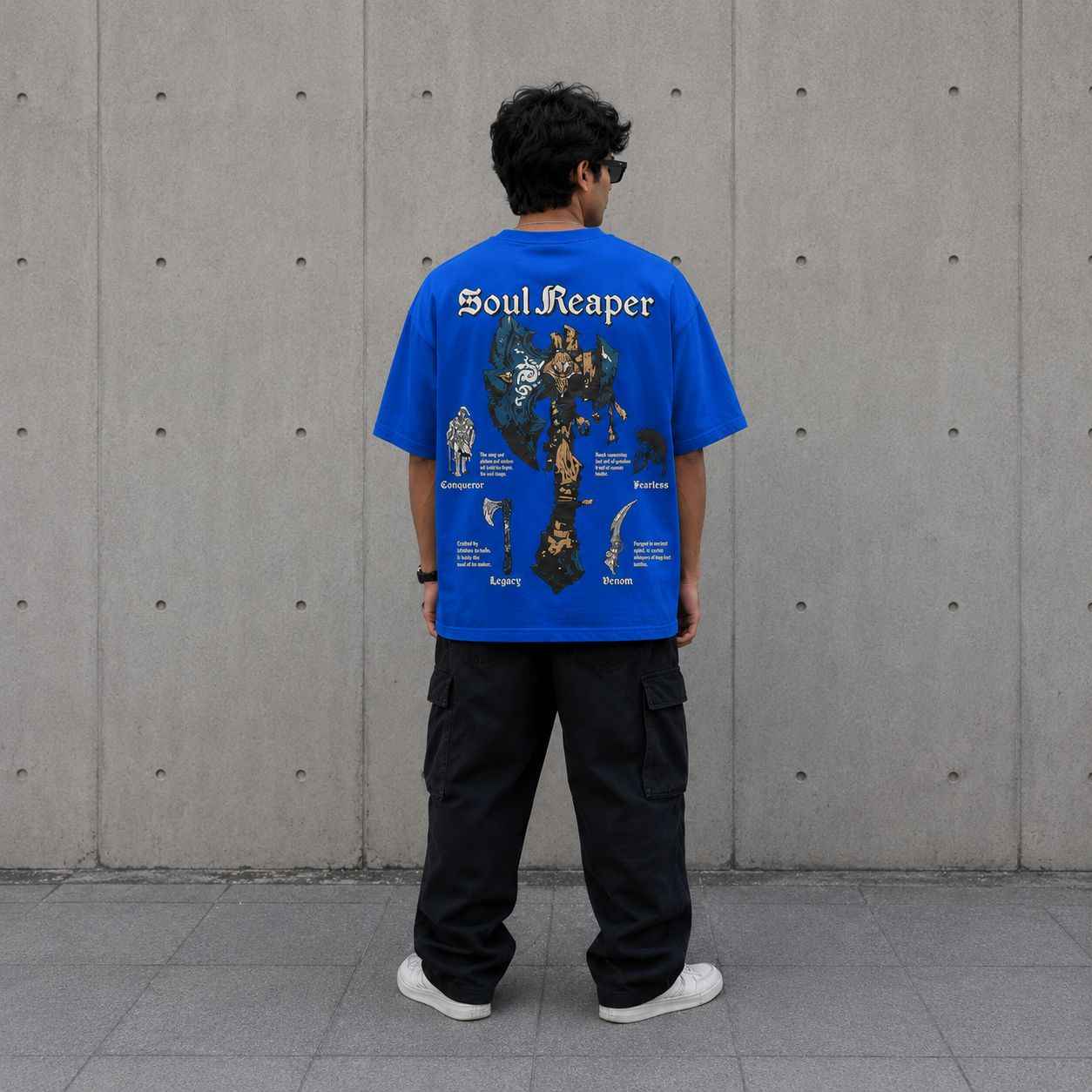 Evolve Awakened Oversized T-Shirt in Royal Blue | Rawvein - Rawvein