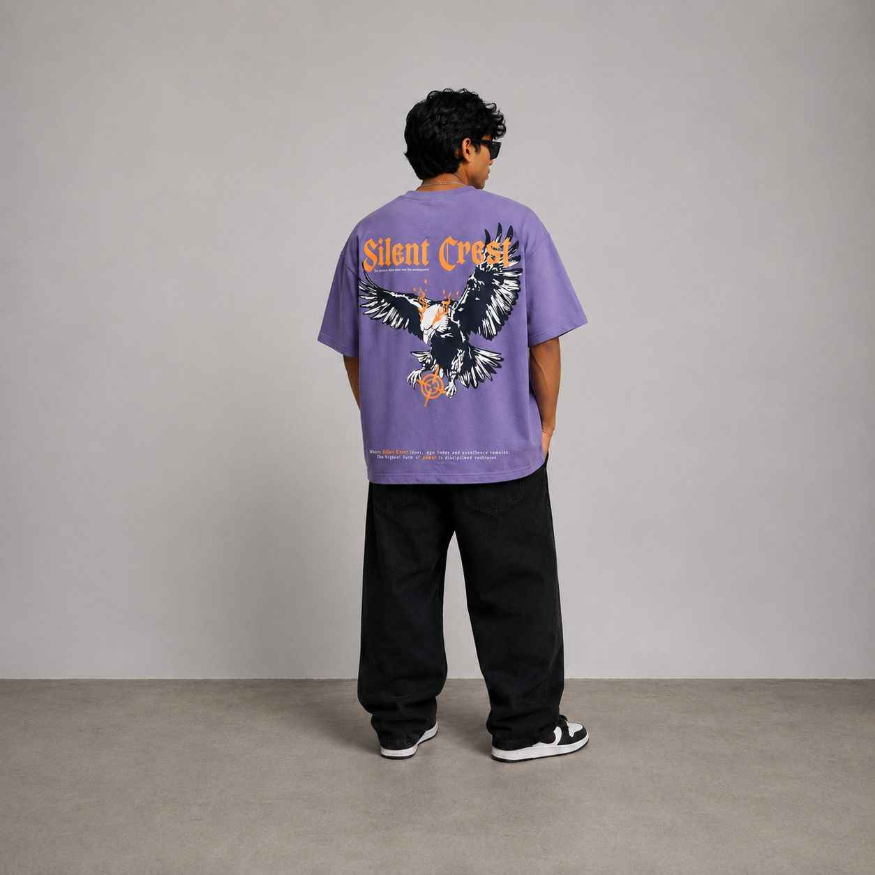 Sterling Silent Crest Oversized T-Shirt in Purple by Rawvein - Rawvein