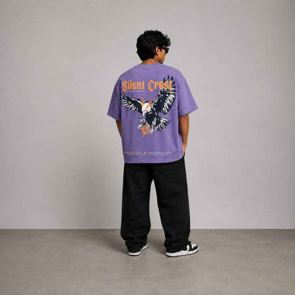 Sterling Silent Crest Oversized T-Shirt in Purple by Rawvein - Rawvein