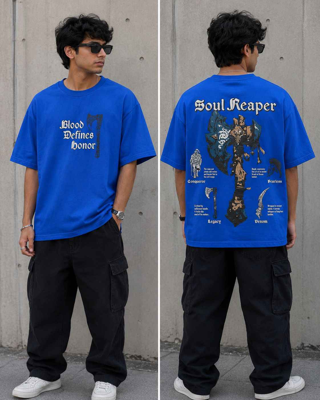 Evolve Awakened Oversized T-Shirt in Royal Blue | Rawvein - Rawvein
