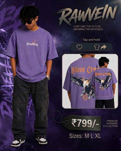 Sterling Silent Crest Oversized T-Shirt in Purple by Rawvein - Rawvein