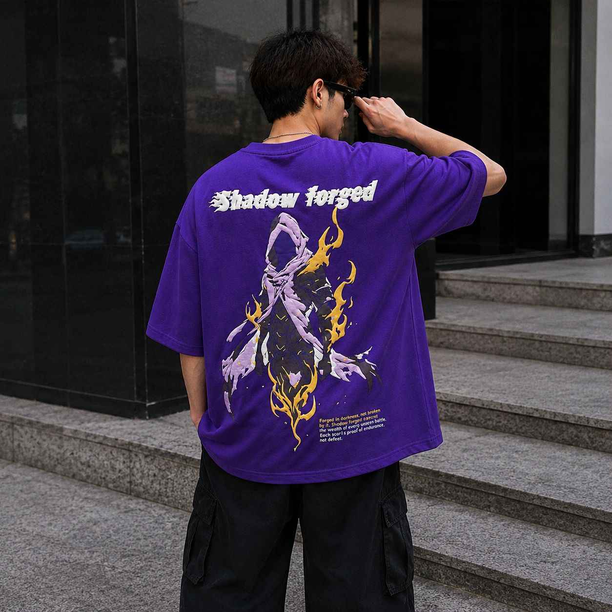 Urbanized Shadow Forged Oversized T-Shirt in Purple - Rawvein - Rawvein