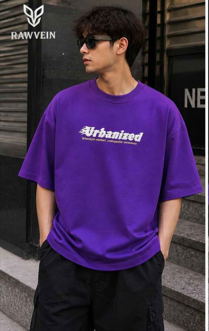 Urbanized Shadow Forged Oversized T-Shirt in Purple - Rawvein - Rawvein