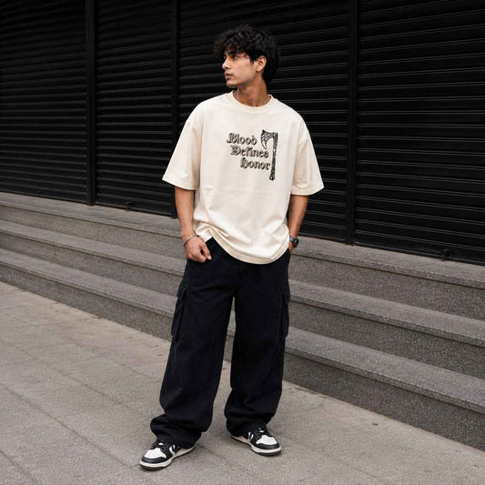 Soul Reaper Oversized T-Shirt - Blood Defines Honor in White - Rawvein